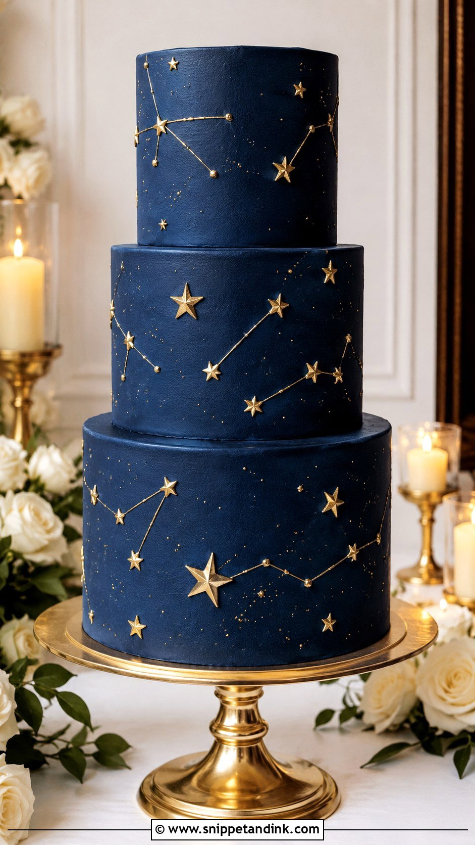 Navy Star Wedding Cake - Snippet and Ink - 20 Star Wedding Cake Ideas