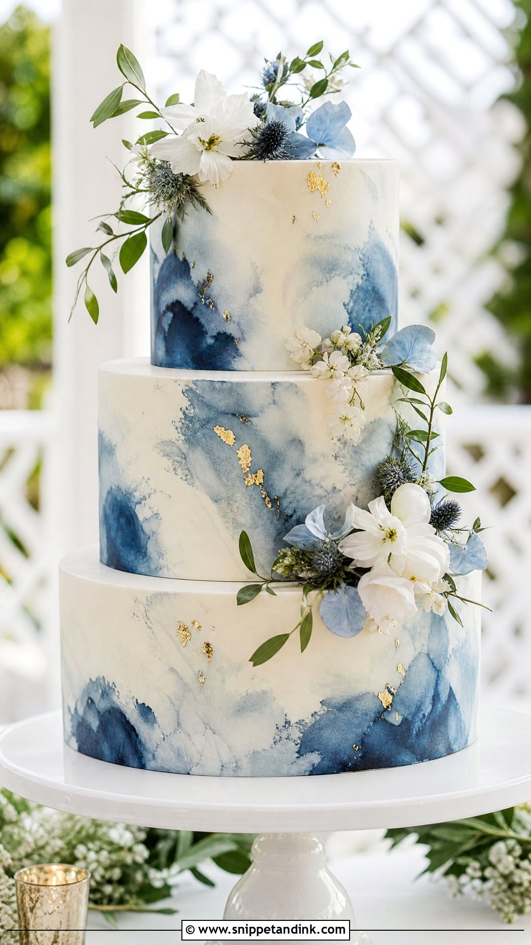 Navy Watercolor Wedding Cake - Snippet and Ink - 25 Navy Cake Ideas for Wedding