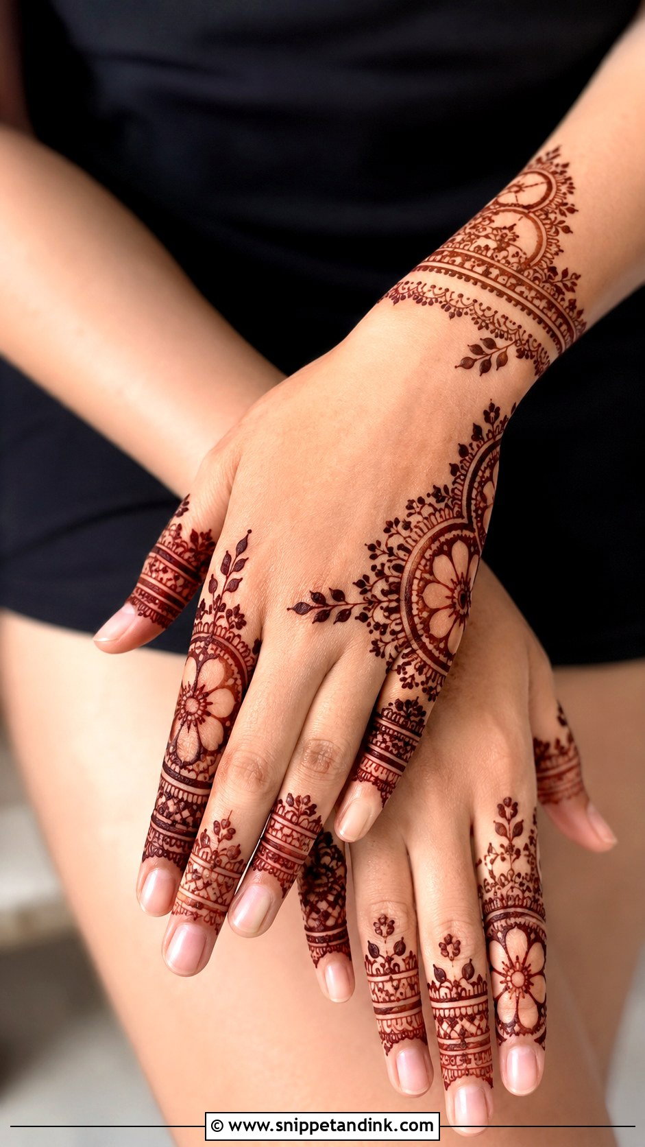 Negative Space Backhand Mehndi Design - Snippet and Ink - 35 Latest Backhand Mehndi Designs