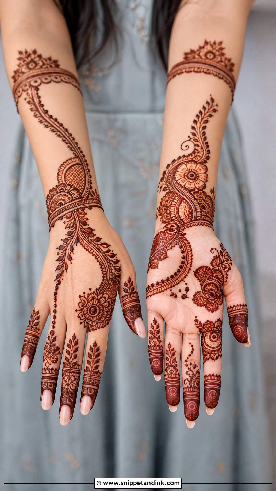 Negative Space Bridal Wedding Henna Design - Snippet and Ink - 30 Wedding Henna Designs