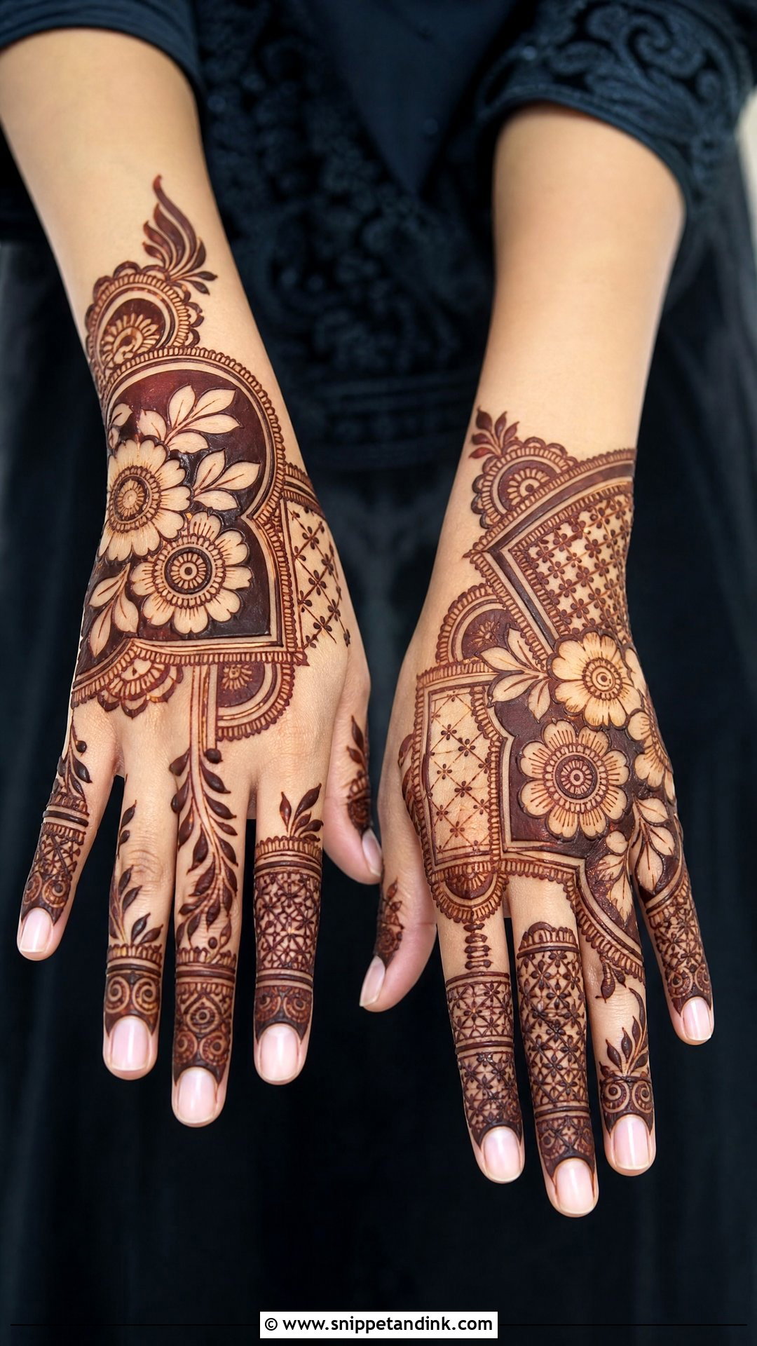 Negative Space Mehndi Design For Hands - Snippet and Ink - 25 Mehndi New Design Ideas