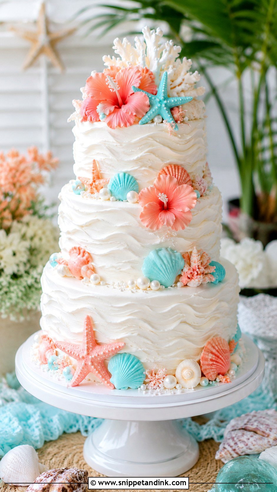 Neon Beach Wedding Cake - Snippet and Ink - 35 Neon Wedding Cake Ideas