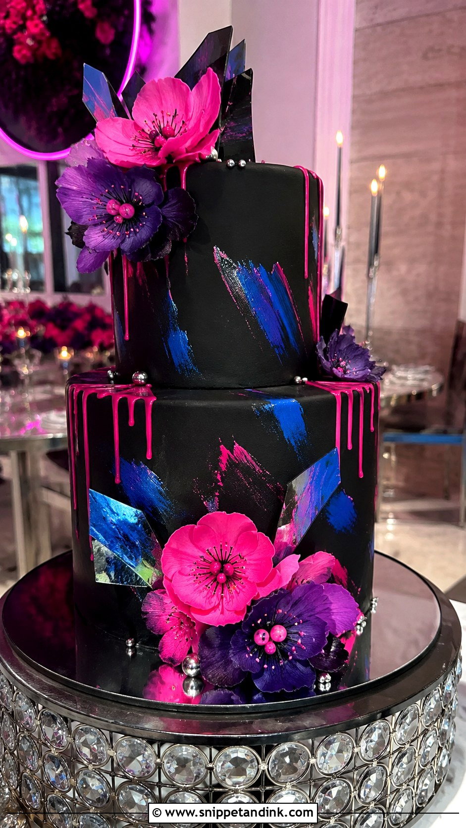 Neon Black Wedding Cake - Snippet and Ink - 35 Neon Wedding Cake Ideas