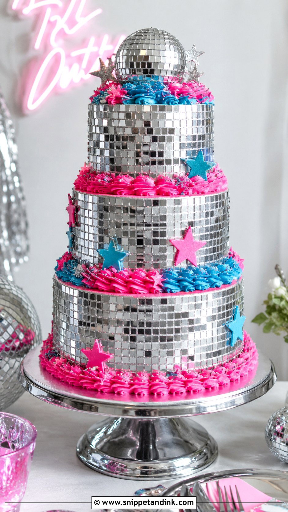 Neon Disco Wedding Cake - Snippet and Ink - 35 Neon Wedding Cake Ideas