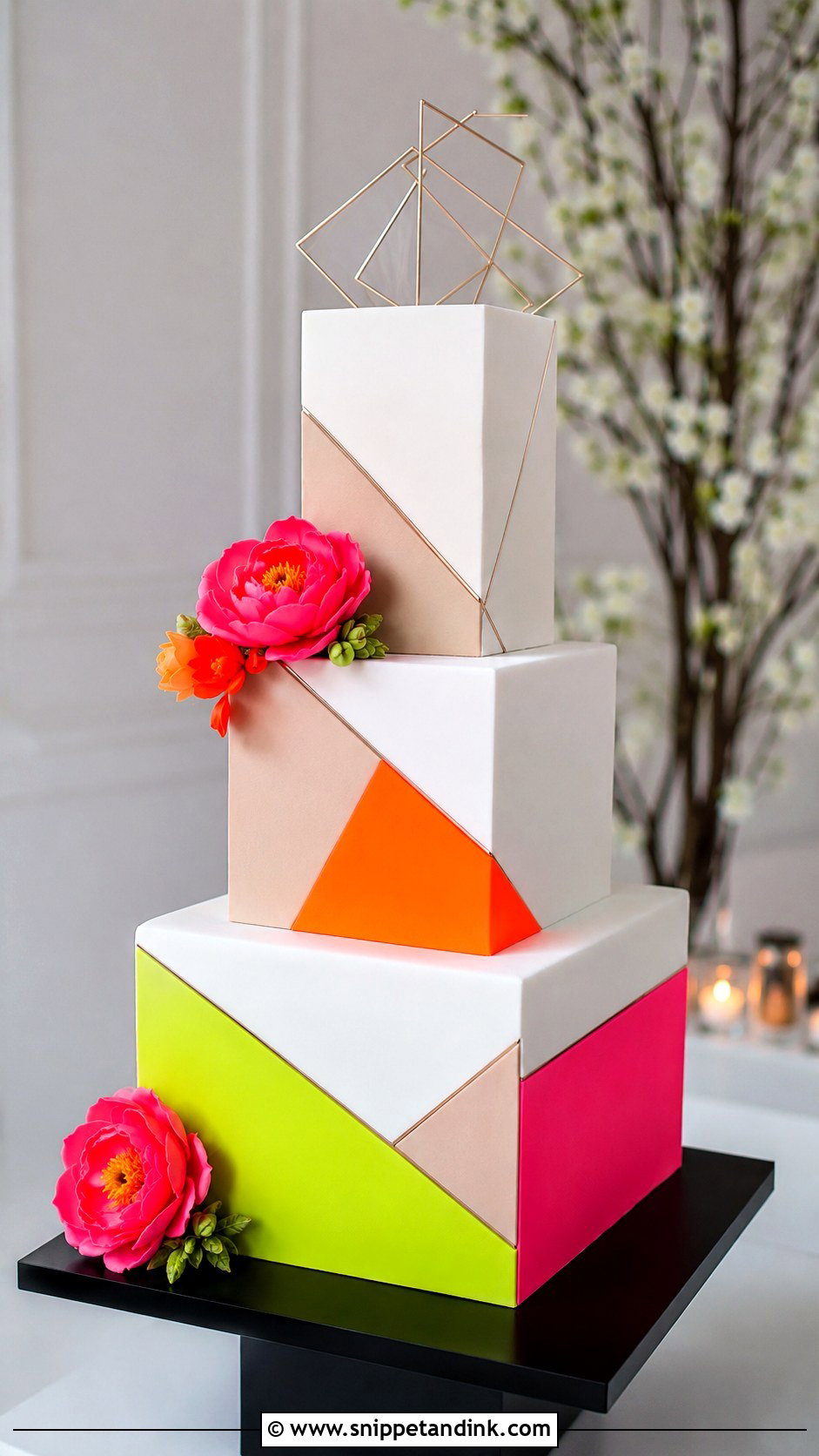 Neon Fondant Wedding Cake - Snippet and Ink - 35 Neon Wedding Cake Ideas