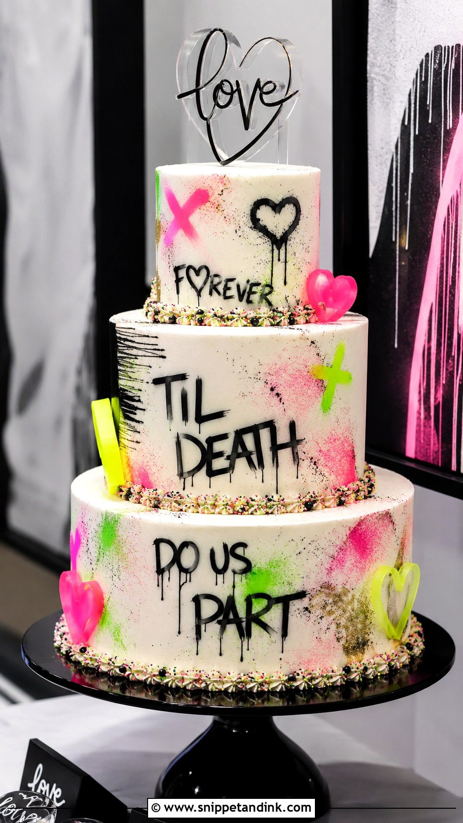 Neon Graffiti Wedding Cake - Snippet and Ink - 35 Neon Wedding Cake Ideas