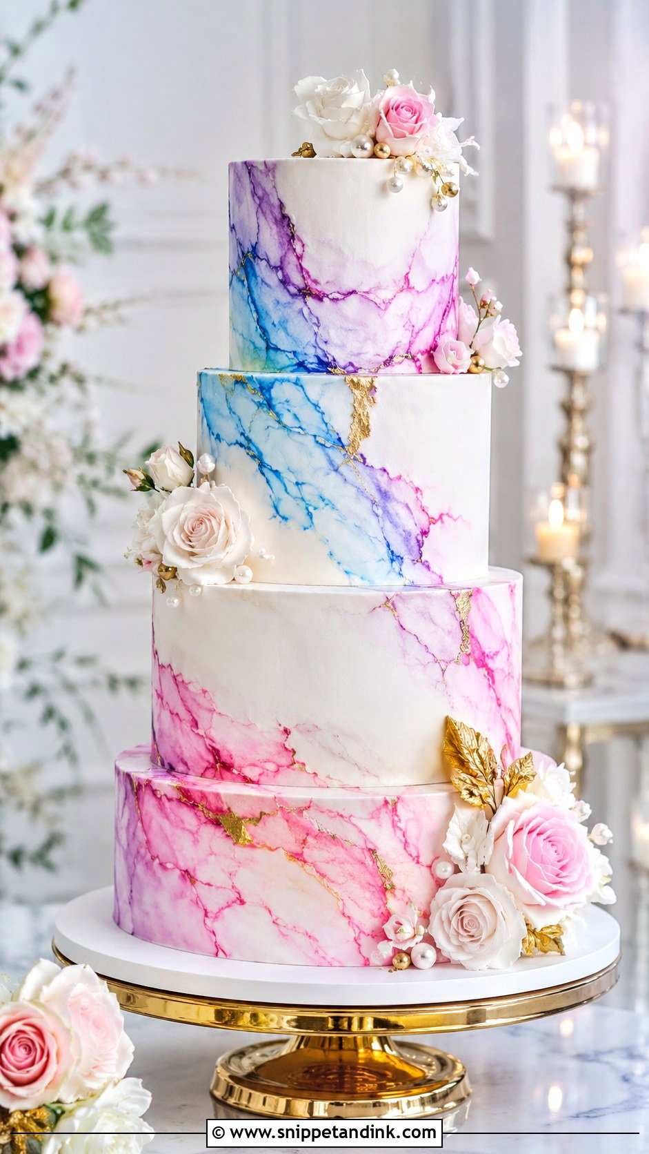 Neon Marble Wedding Cake - Snippet and Ink - 35 Neon Wedding Cake Ideas