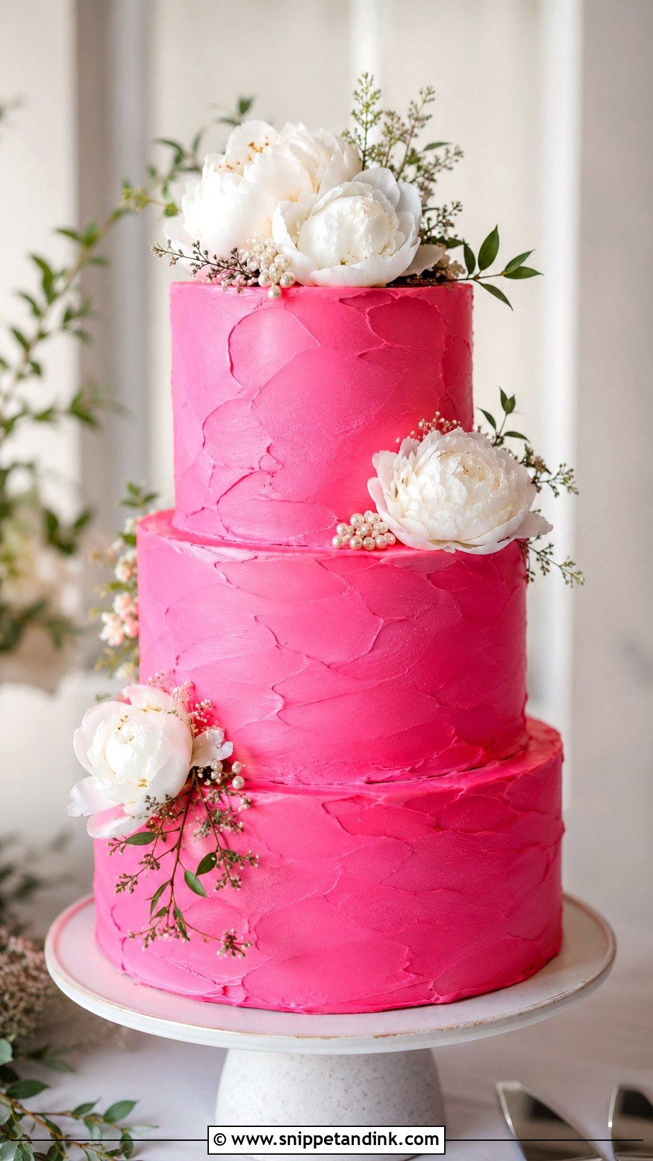 Neon Pink Buttercream Wedding Cake - Snippet and Ink - 20 Neon Pink Cake Ideas for Wedding