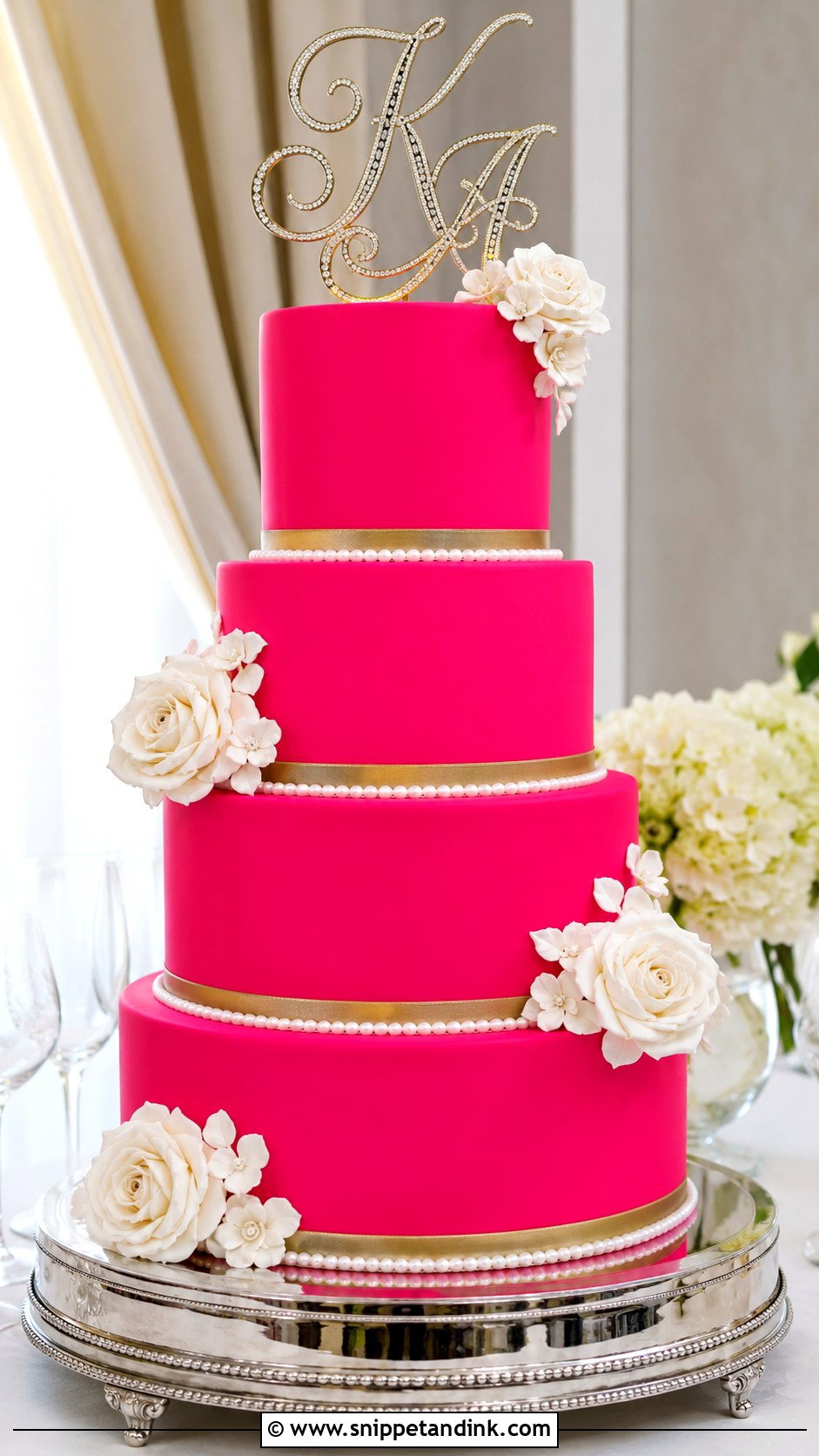 Neon Pink Fondant Wedding Cake - Snippet and Ink - 20 Neon Pink Cake Ideas for Wedding