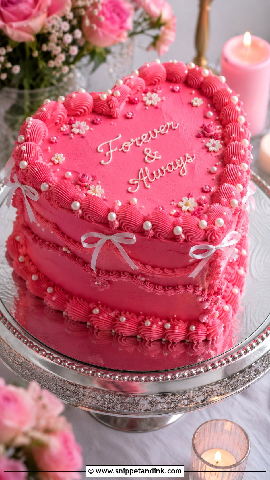 Neon Pink Heart Wedding Cake - Snippet and Ink - 20 Neon Pink Cake Ideas for Wedding