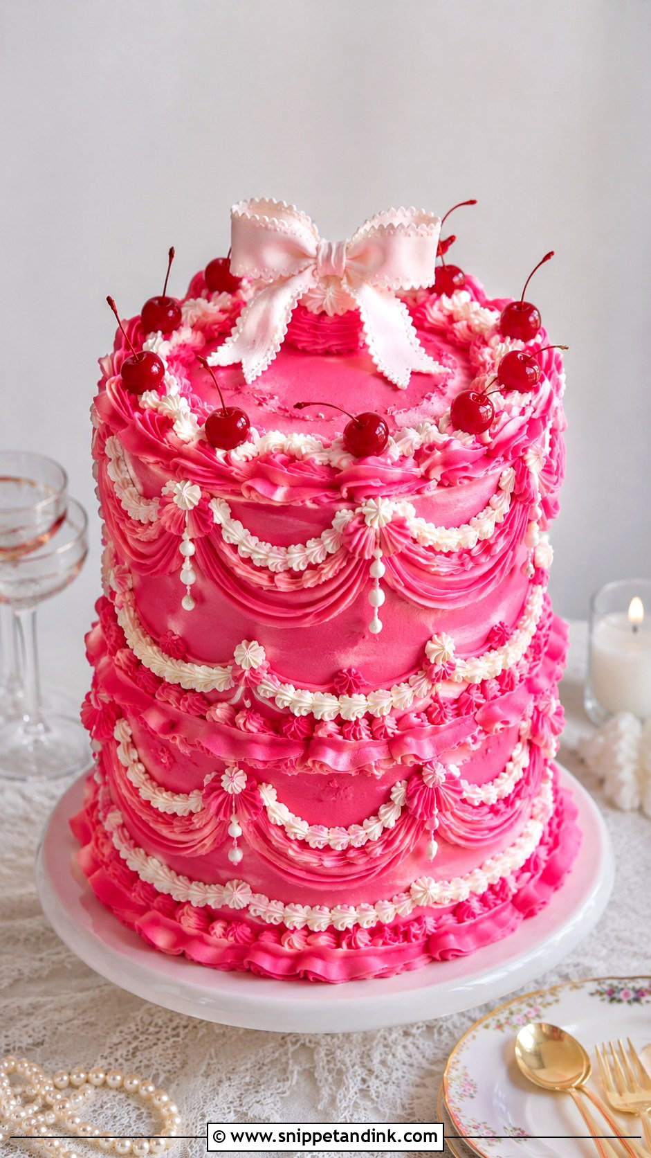 Neon Pink Lambeth Wedding Cake - Snippet and Ink - 20 Neon Pink Cake Ideas for Wedding