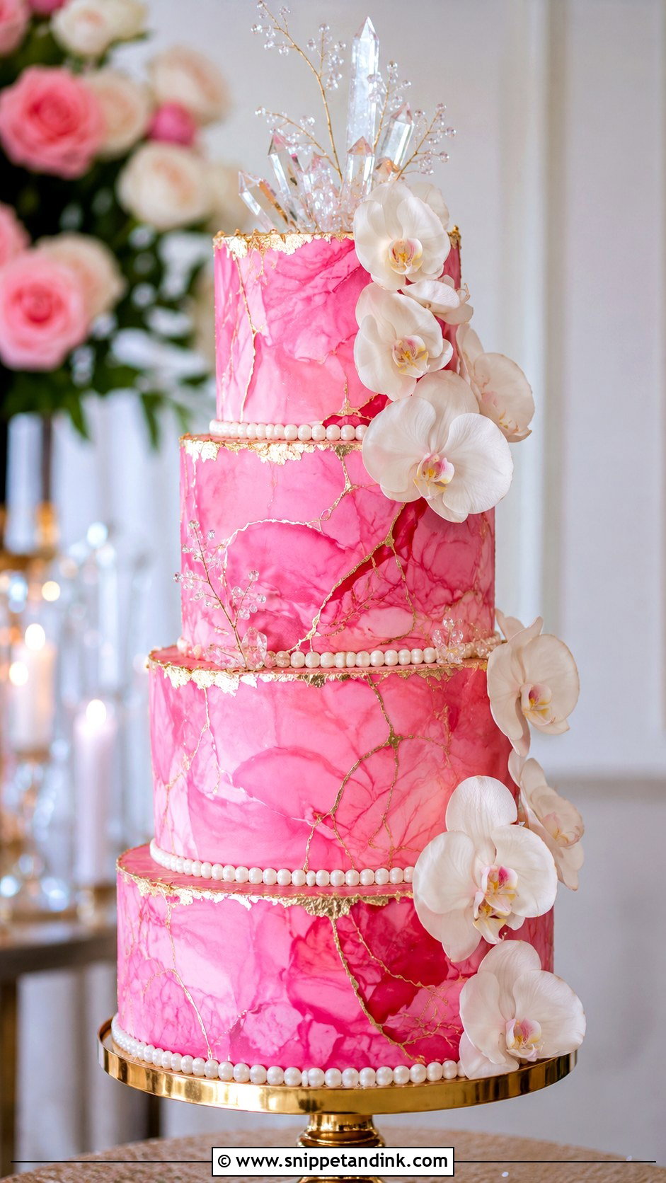 Neon Pink Marble Wedding Cake - Snippet and Ink - 20 Neon Pink Cake Ideas for Wedding