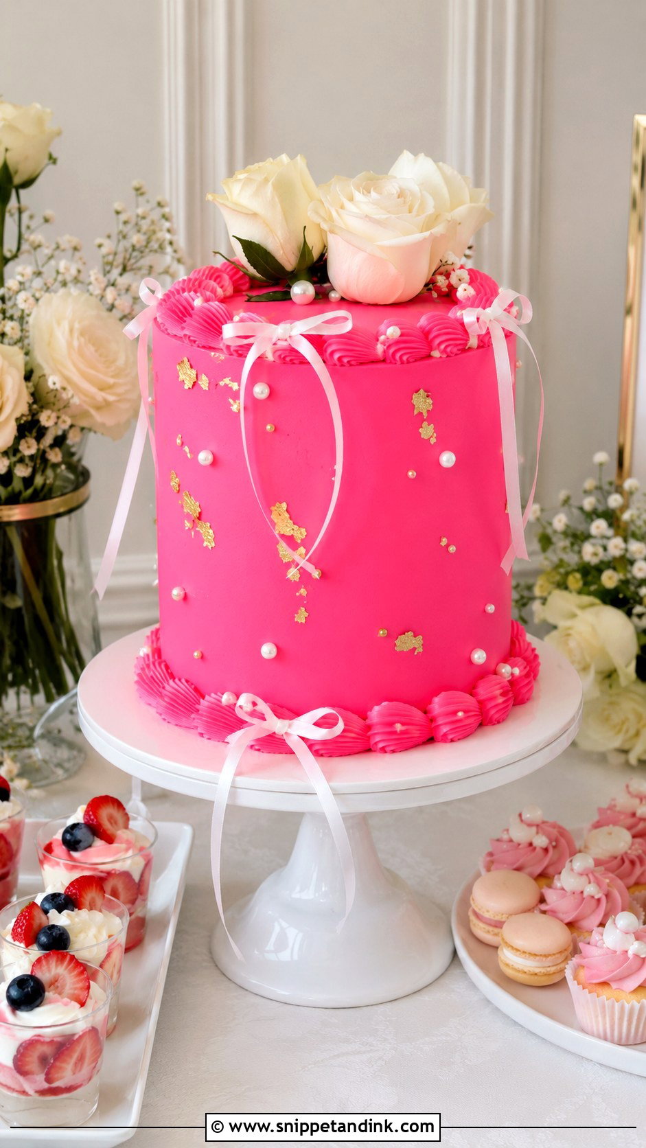 Neon Pink Single Tier Wedding Cake - Snippet and Ink - 20 Neon Pink Cake Ideas for Wedding