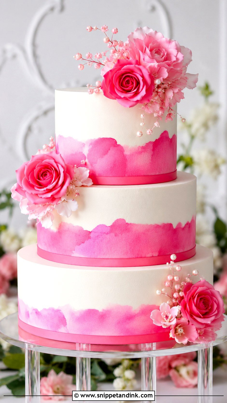 Neon Pink Wedding Cake - Snippet and Ink - 35 Neon Wedding Cake Ideas