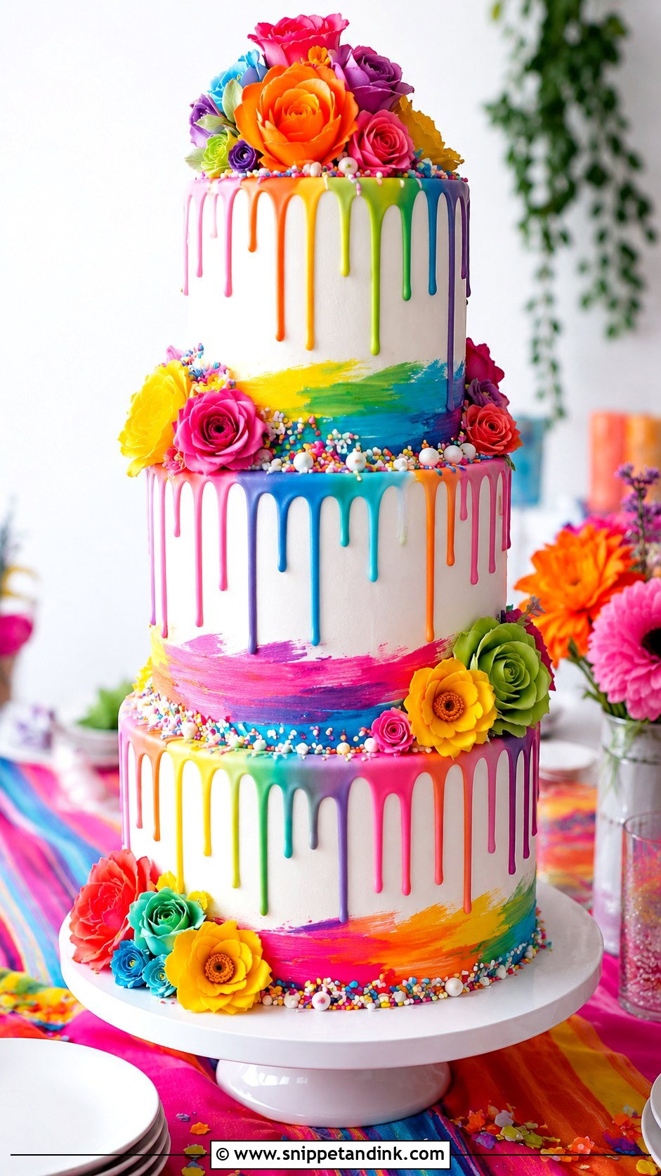 Neon Rainbow Wedding Cake - Snippet and Ink - 35 Neon Wedding Cake Ideas