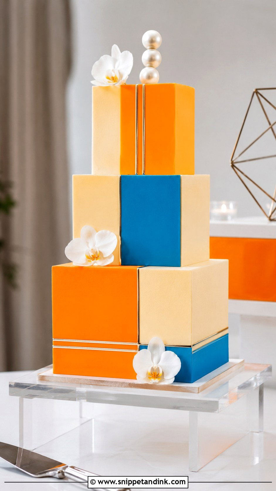 Neon Square Wedding Cake - Snippet and Ink - 35 Neon Wedding Cake Ideas
