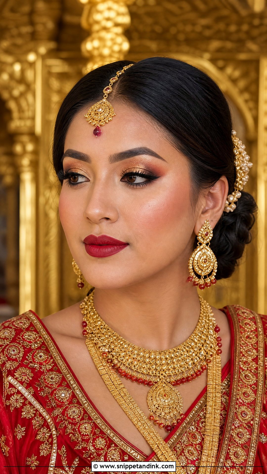 Nepali Bridal Makeup With Gold Eyeshadow - Snippet and Ink - 20 Nepali Bridal Makeup Ideas