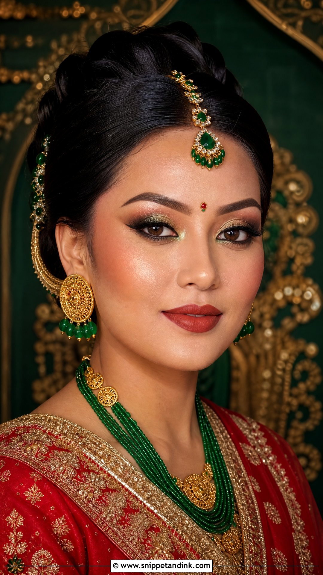 Nepali Bridal Makeup With Green Jewelry - Snippet and Ink - 20 Nepali Bridal Makeup Ideas