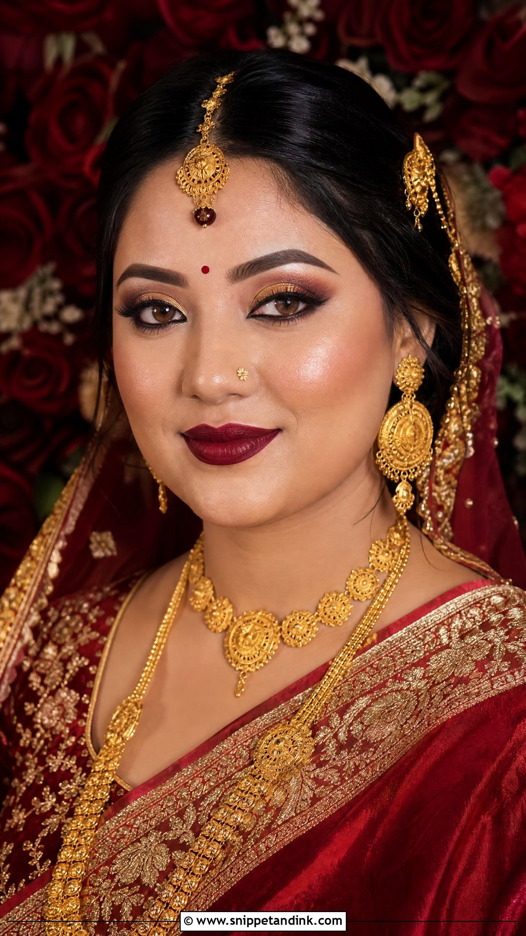 Nepali Bridal Makeup With Maroon Lip - Snippet and Ink - 20 Nepali Bridal Makeup Ideas