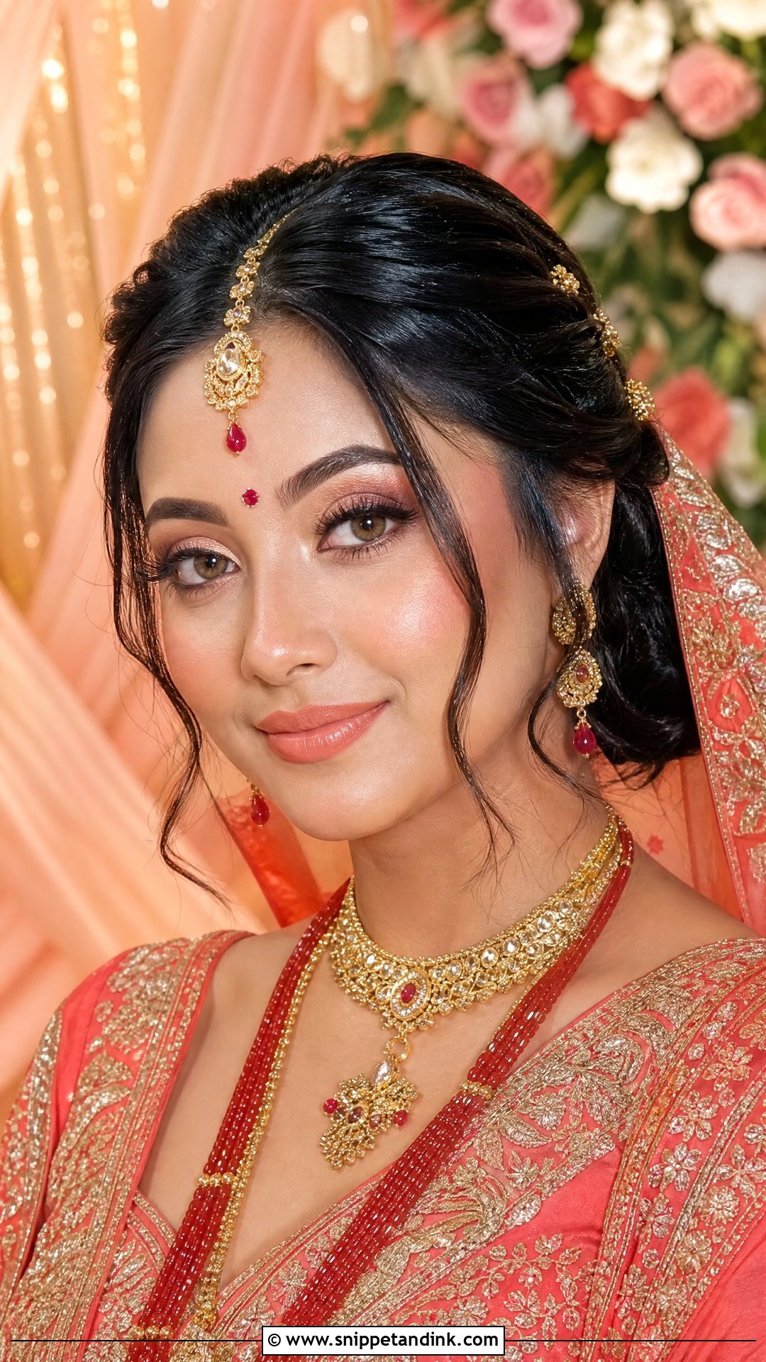 Nepali Bridal Makeup With Peach Blush - Snippet and Ink - 20 Nepali Bridal Makeup Ideas