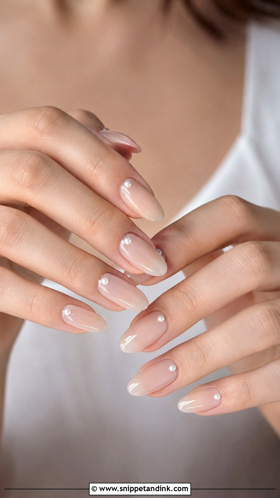 Neutral Bridal Nails With Pearl Accents - Snippet and Ink - 20 Neutral Bridal Nails