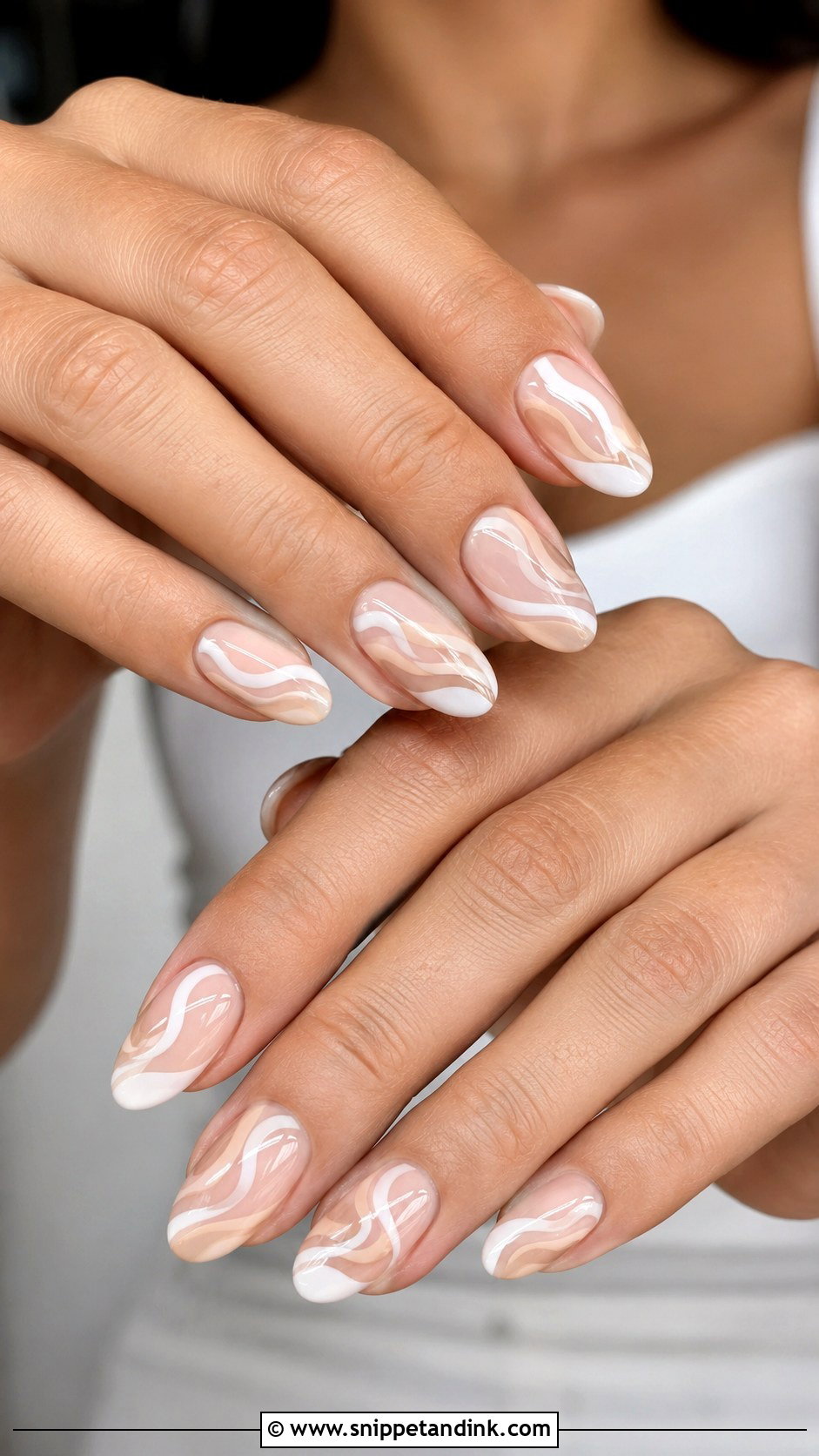 Neutral Bridal Nails With Soft Swirls - Snippet and Ink - 20 Neutral Bridal Nails