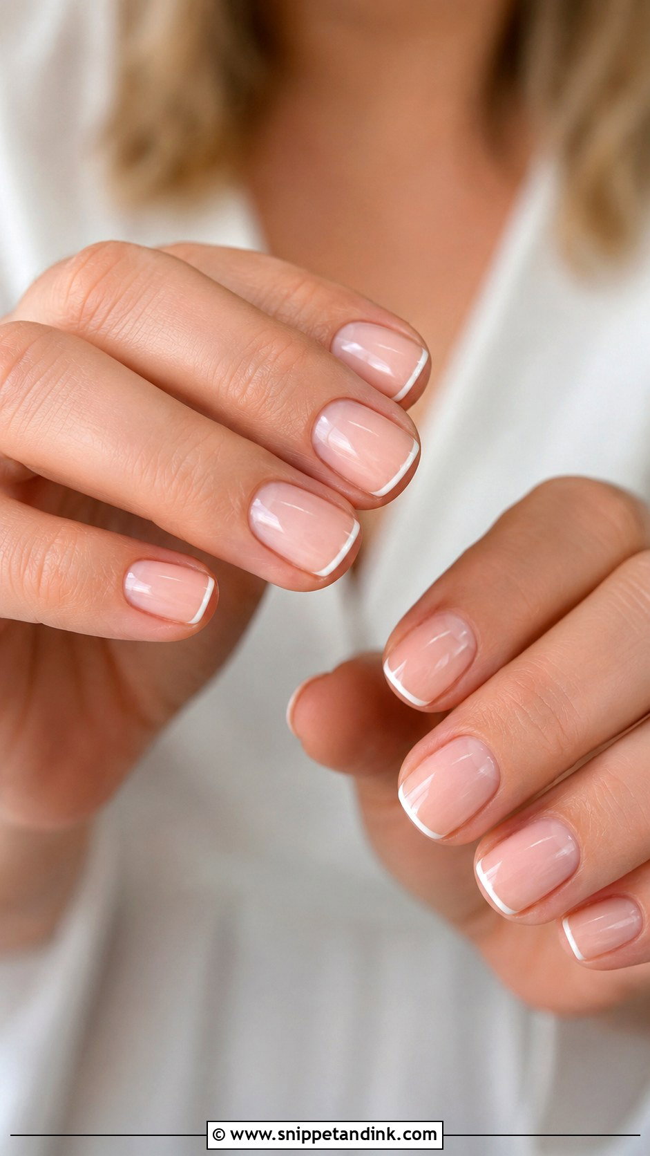 Neutral Bridesmaid Micro French Nails - Snippet and Ink - 30 Neutral Bridesmaid Wedding Nails
