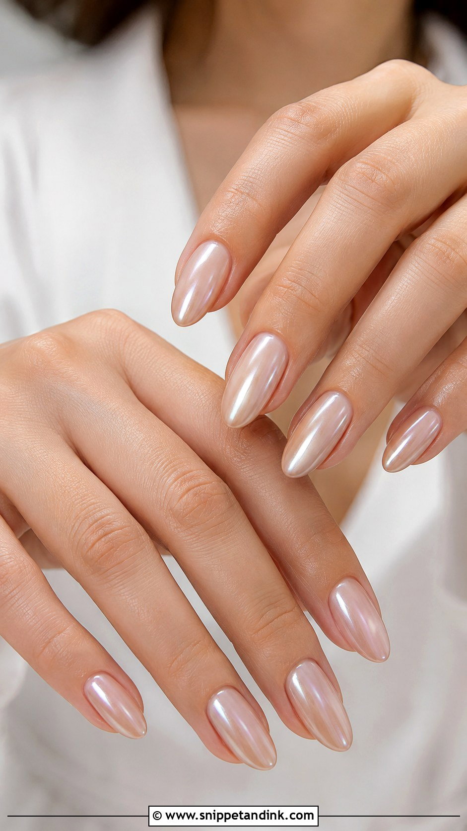 Neutral Bridesmaid Nails With Pearl Chrome - Snippet and Ink - 30 Neutral Bridesmaid Wedding Nails