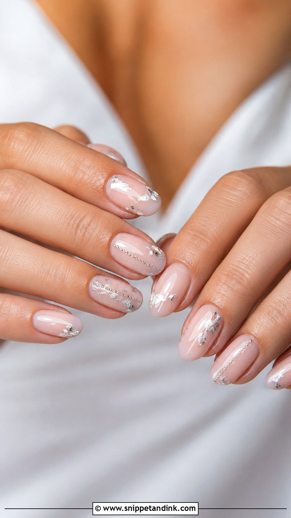 Neutral Bridesmaid Nails With Silver Accents - Snippet and Ink - 30 Neutral Bridesmaid Wedding Nails