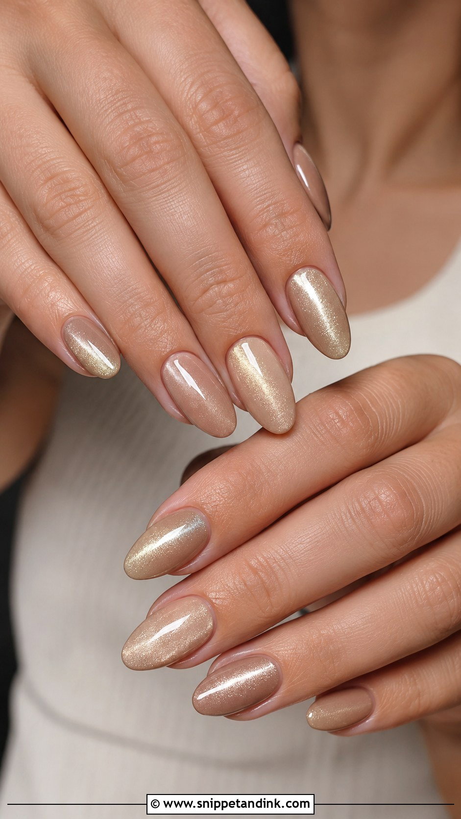 Neutral Cat Eye Wedding Nails - Snippet and Ink - 20 Wedding Season Nails