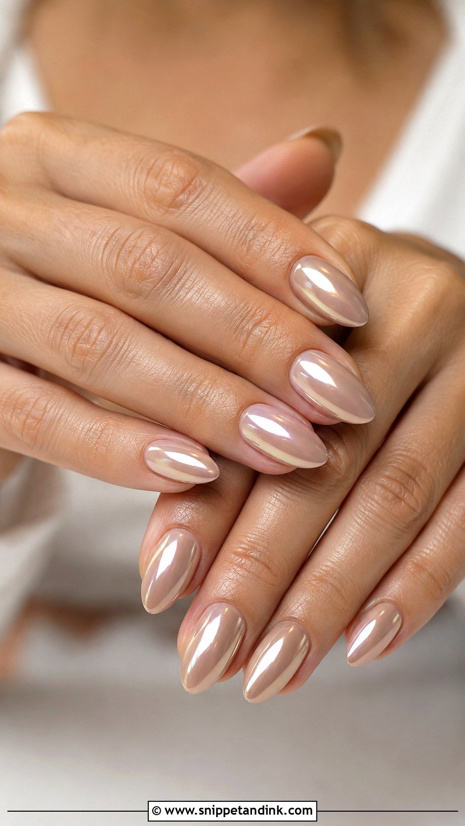 Neutral Chrome Wedding Nails - Snippet and Ink - 30 Wedding Nail Inspo for Bride Ideas