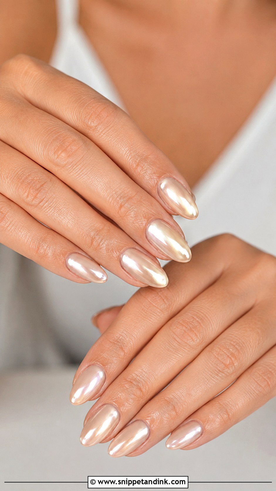 Neutral Chrome Wedding Nails - Snippet and Ink - 20 Clean Wedding Nails