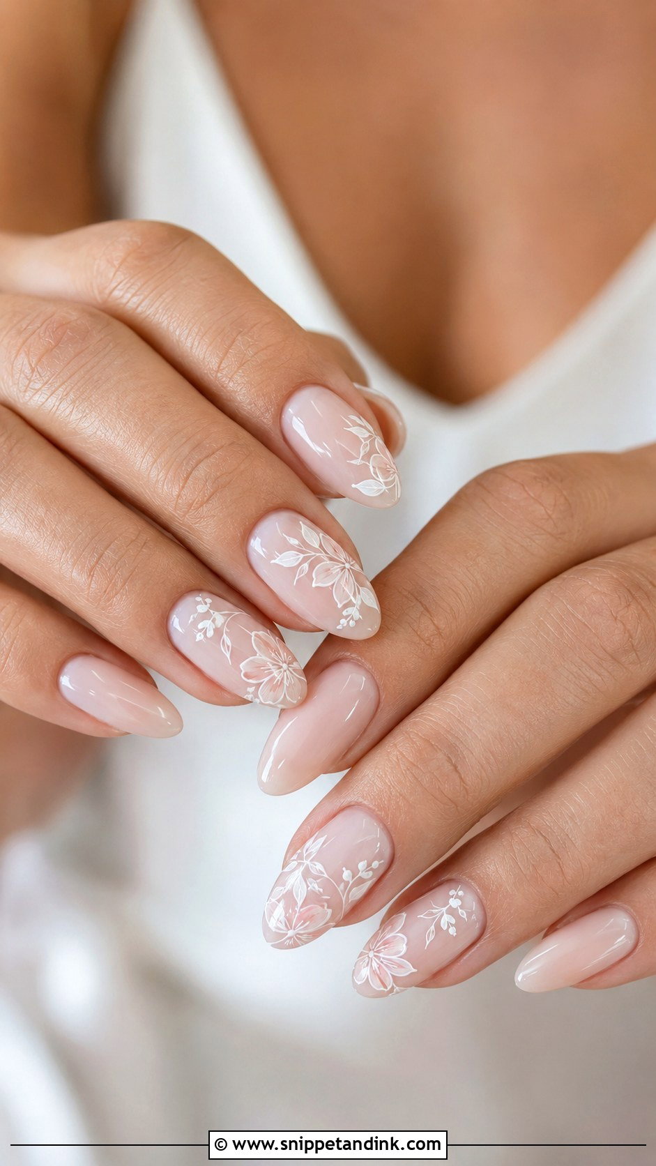 Neutral Floral Wedding Nails - Snippet and Ink - 20 Neutral Wedding Nails for Bride