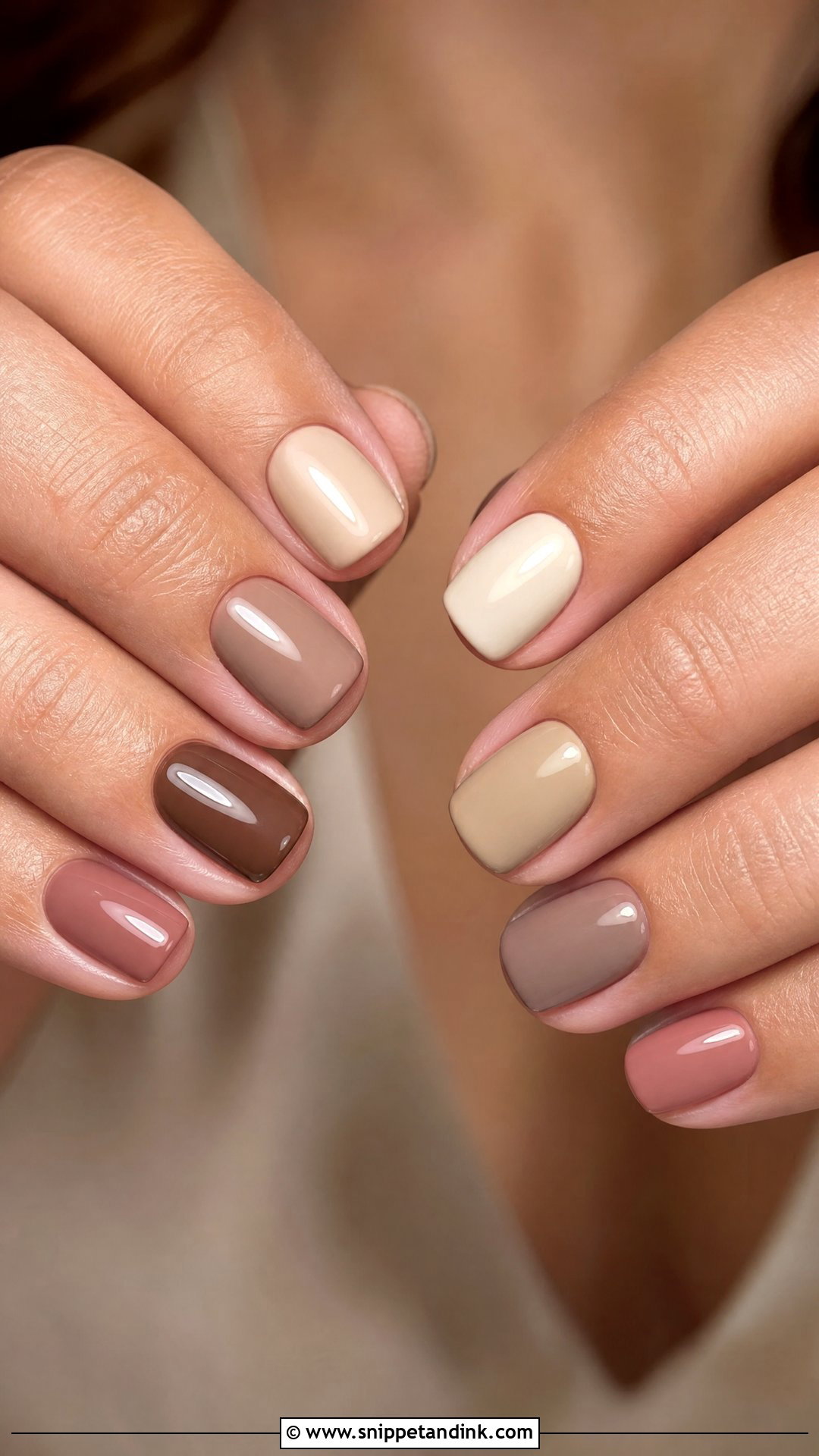 Neutral Skittle Bridesmaid Nails - Snippet and Ink - 25 Fall Bridesmaid Wedding Nails
