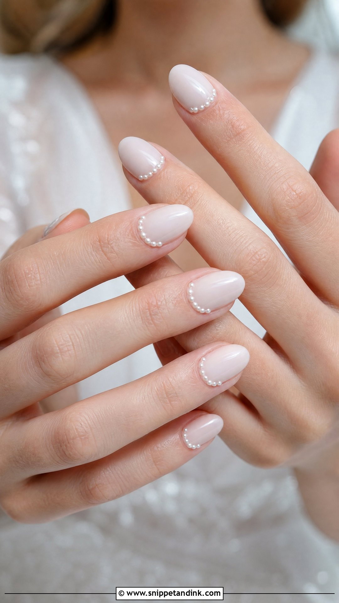 Neutral Wedding Nails With Pearls - Snippet and Ink - 25 Neutral Wedding Nails