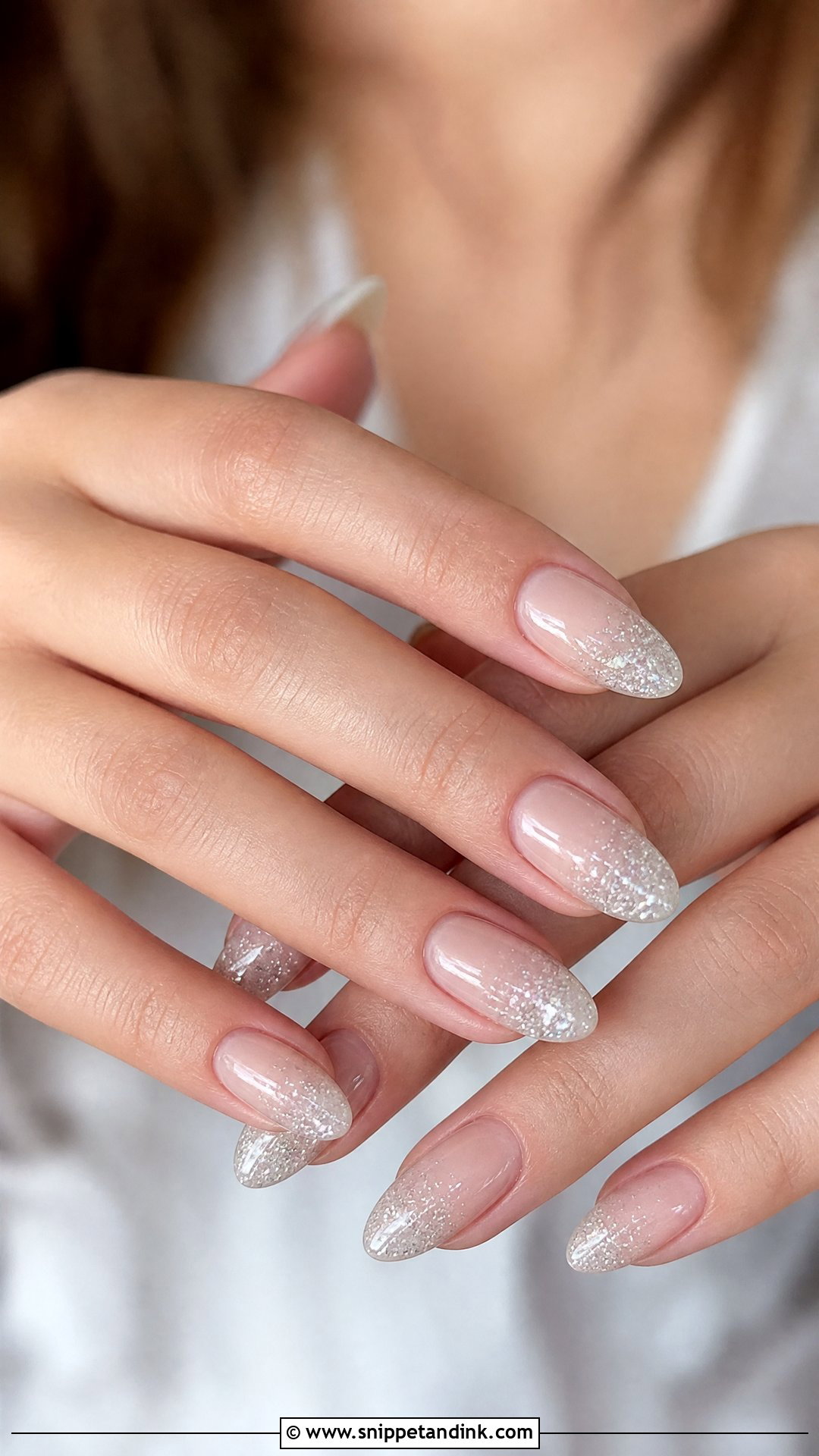 Neutral Wedding Nails With Subtle Glitter - Snippet and Ink - 25 Neutral Wedding Nails