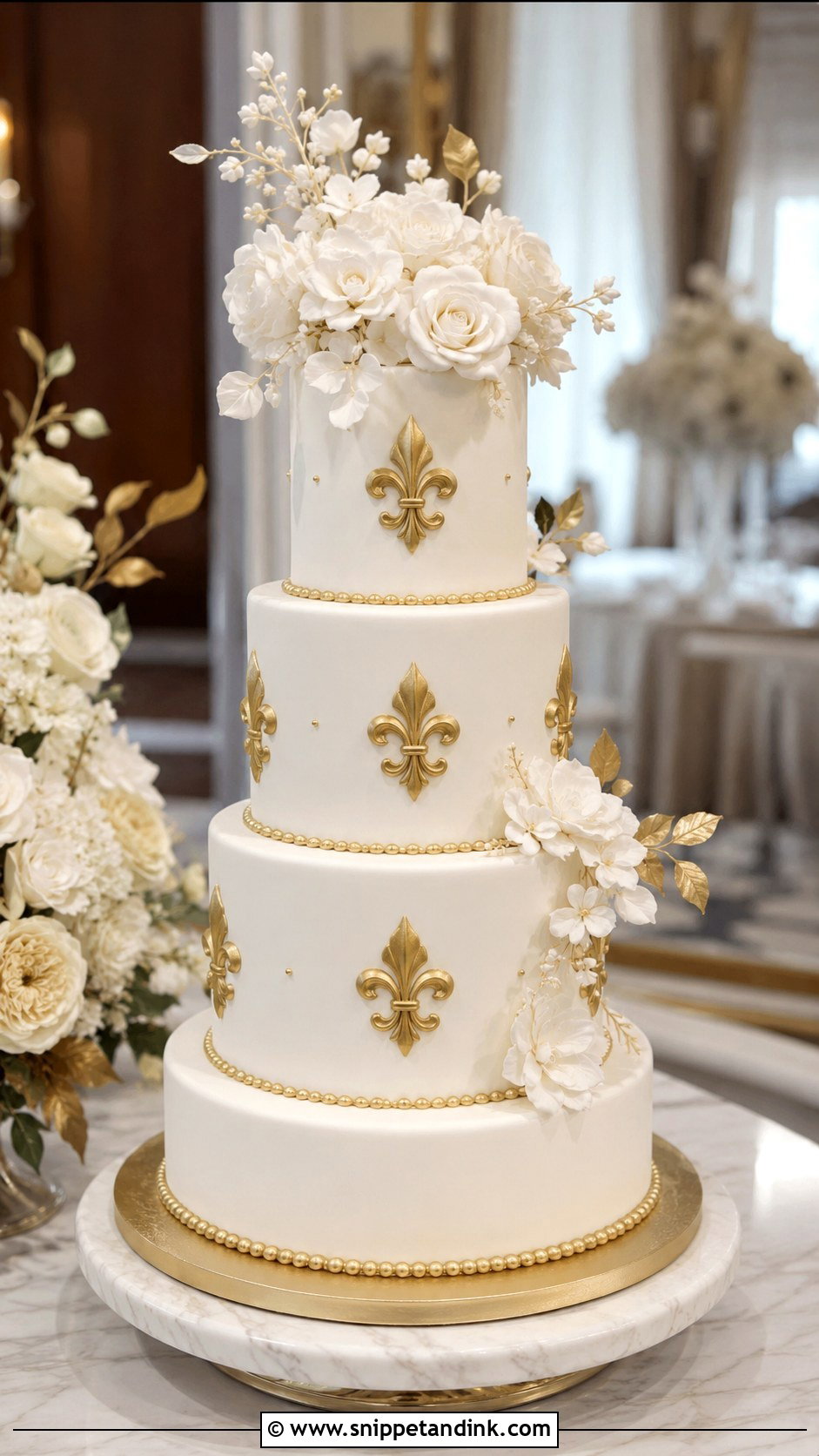 New Orleans Wedding Cake With Fleur De Lis - Snippet and Ink - 25 New Orleans Wedding Cake Ideas