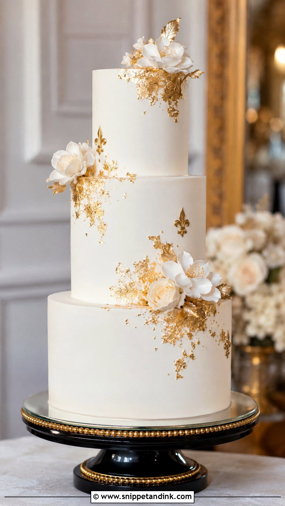 New Orleans Wedding Cake With Gold Leaf - Snippet and Ink - 25 New Orleans Wedding Cake Ideas