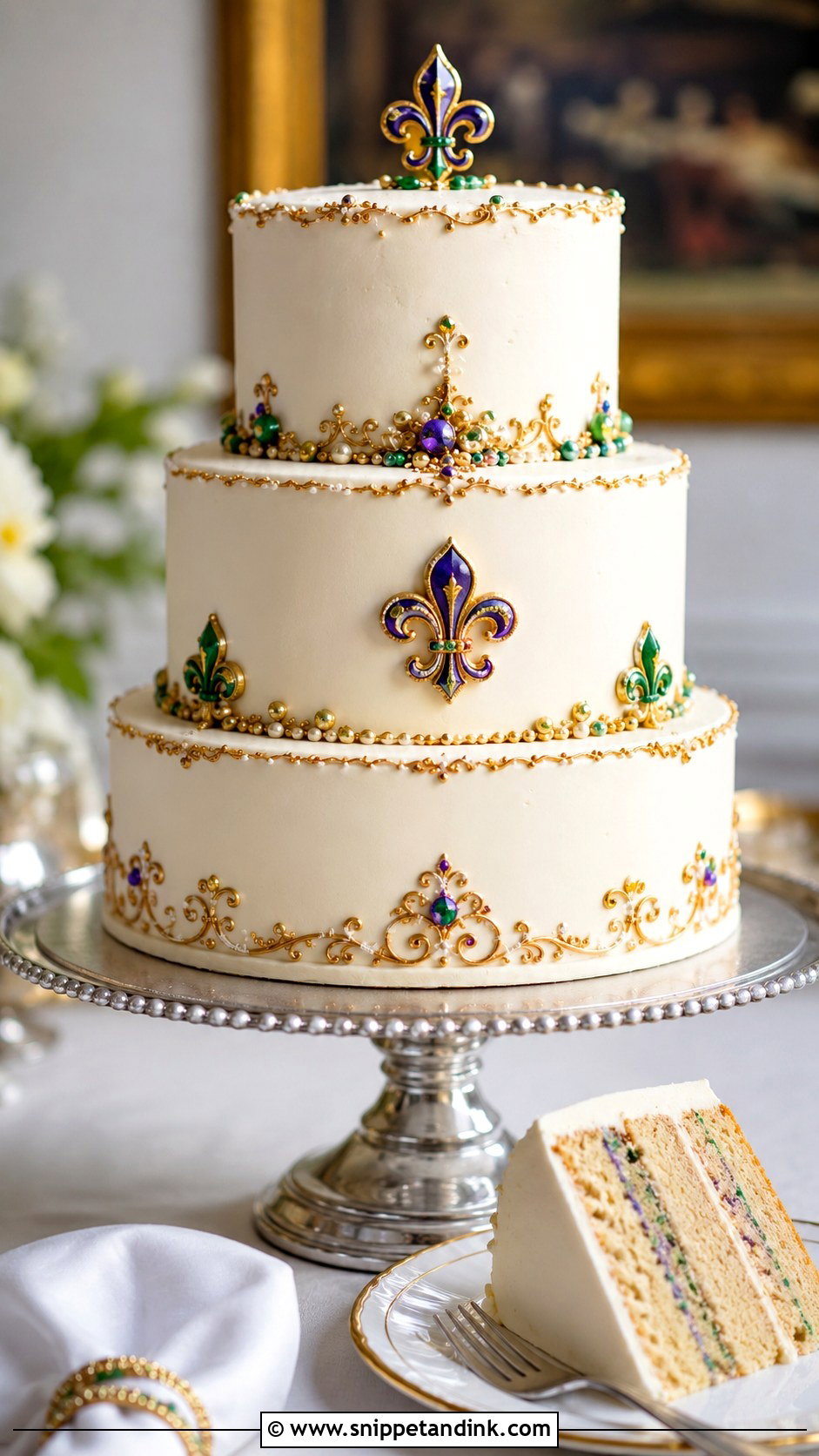 New Orleans Wedding Cake With King Cake Flavor - Snippet and Ink - 25 New Orleans Wedding Cake Ideas