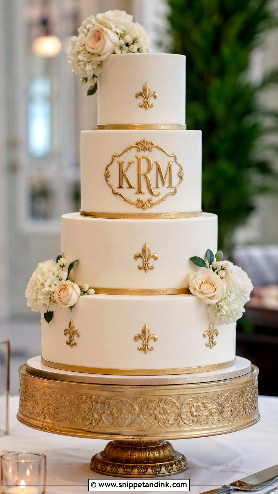 New Orleans Wedding Cake With Monogram - Snippet and Ink - 25 New Orleans Wedding Cake Ideas