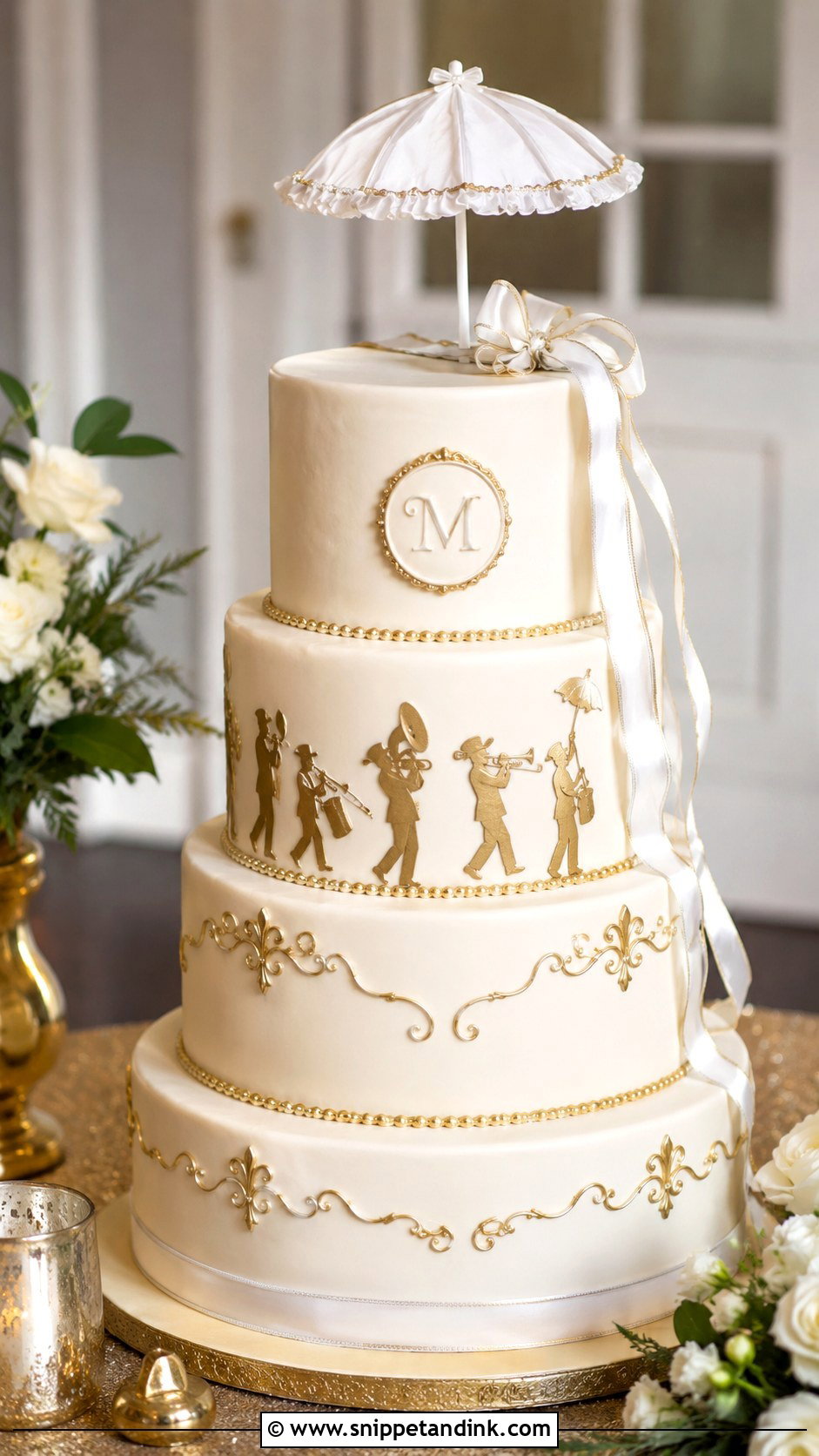 New Orleans Wedding Cake With Second Line Theme - Snippet and Ink - 25 New Orleans Wedding Cake Ideas