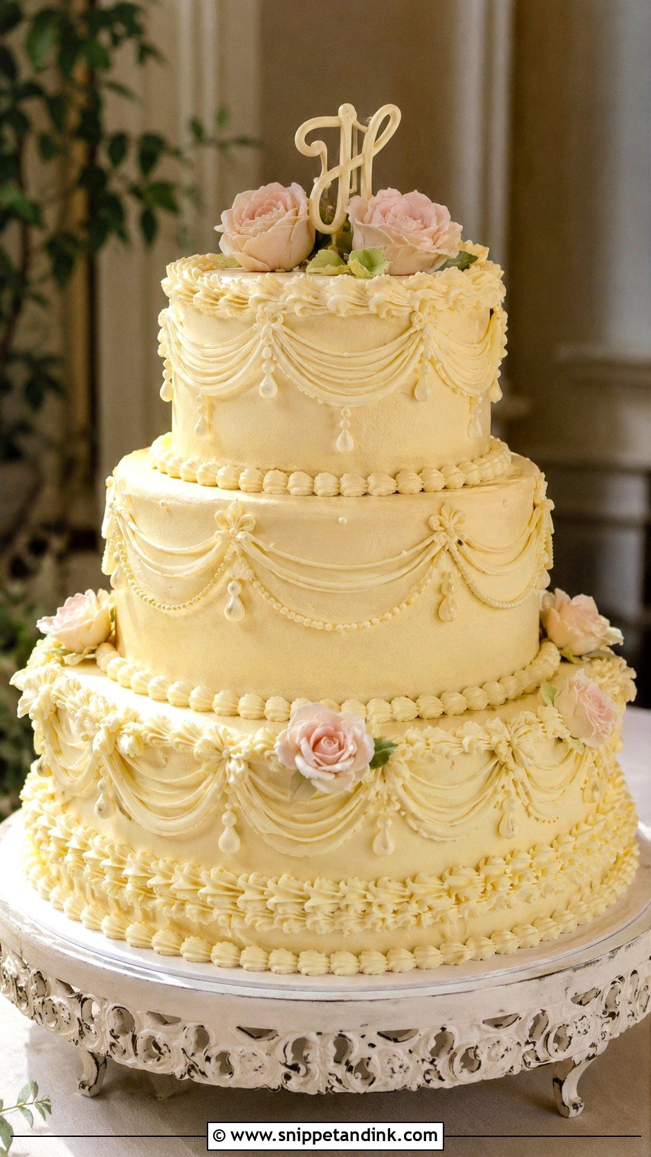 New Orleans Wedding Cake With Vintage Piping - Snippet and Ink - 25 New Orleans Wedding Cake Ideas