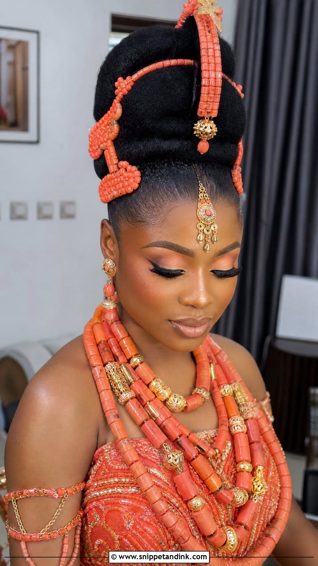 Nigerian Traditional Bride Hairstyle With Beads - Snippet and Ink - 20 African Bridal Hairstyles