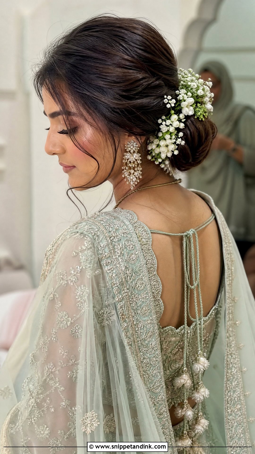 Nikah Bridal Floral Bun - Snippet and Ink - 20 Nikah Bridal Hair Hairstyles