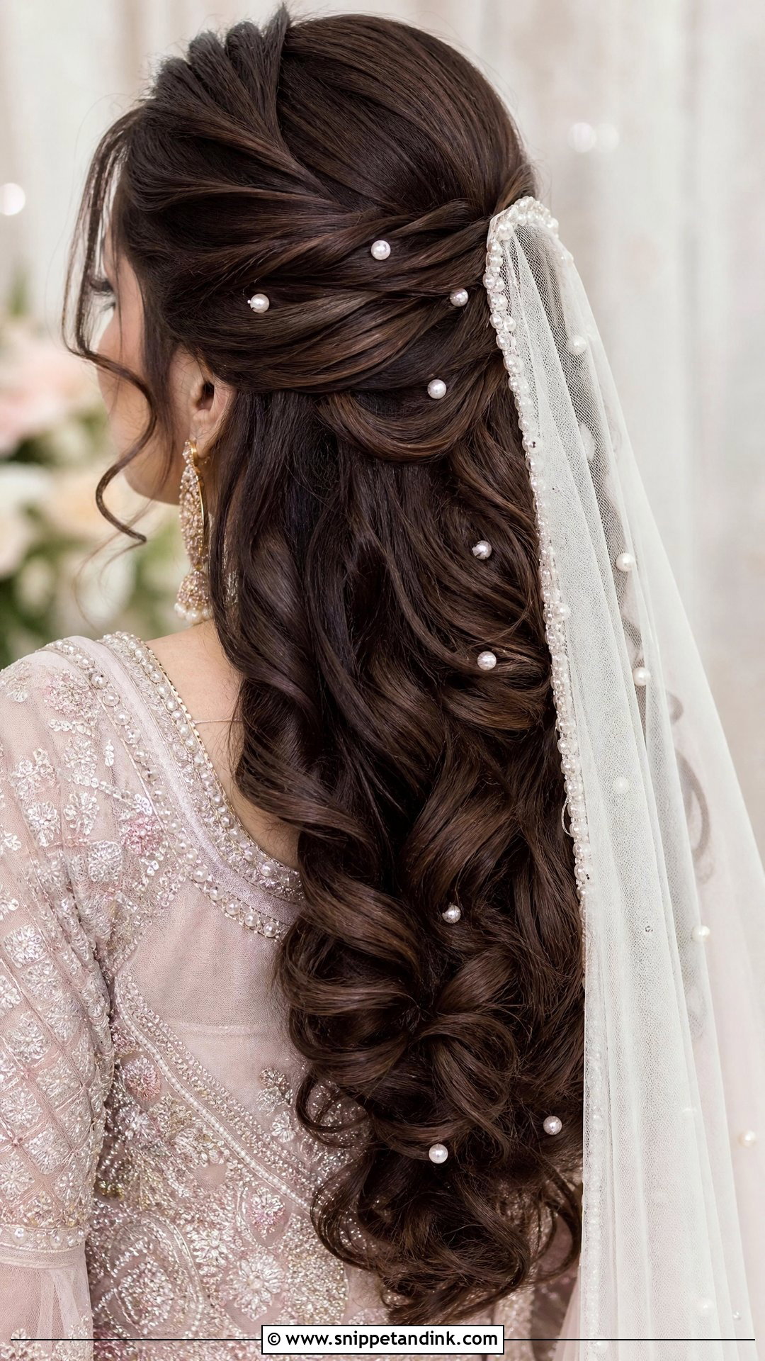 Nikah Bridal Half Up Curls - Snippet and Ink - 20 Nikah Bridal Hair Hairstyles