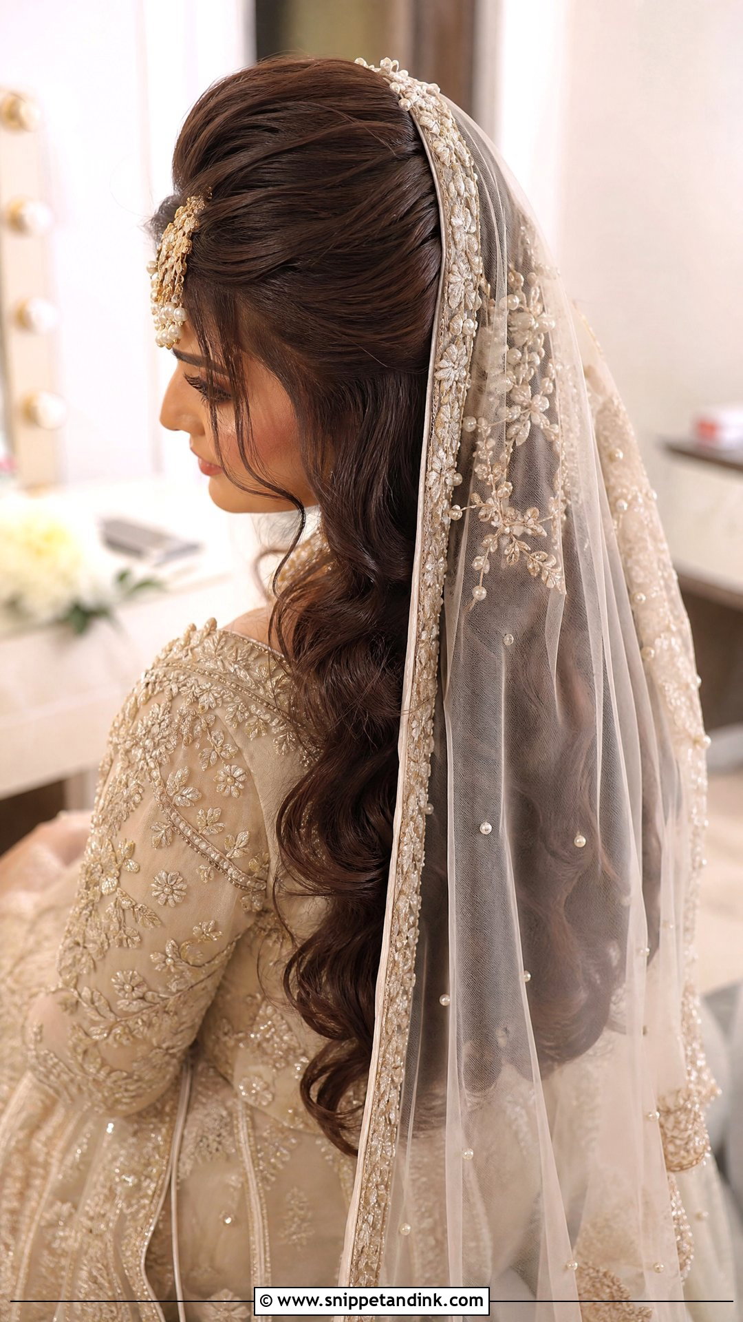 Nikah Bridal Half Up Hair - Snippet and Ink - 20 Nikah Bridal Hair Hairstyles