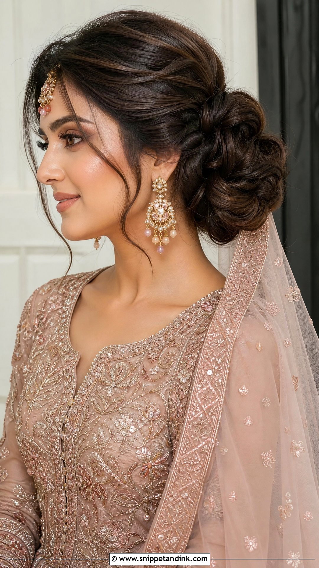 Nikah Bridal Side Bun - Snippet and Ink - 20 Nikah Bridal Hair Hairstyles