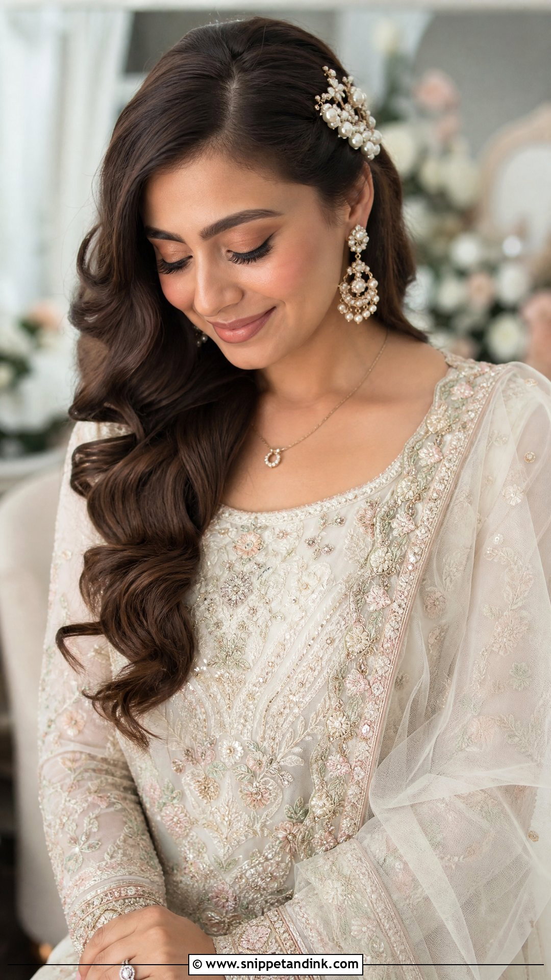 Nikah Bridal Side Swept Waves - Snippet and Ink - 20 Nikah Bridal Hair Hairstyles
