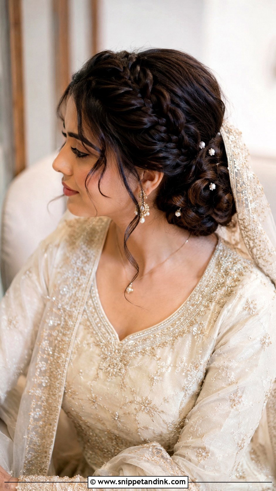 Nikkah Bridal Braided Bun - Snippet and Ink - 15 Nikkah Bridal Hairstyles