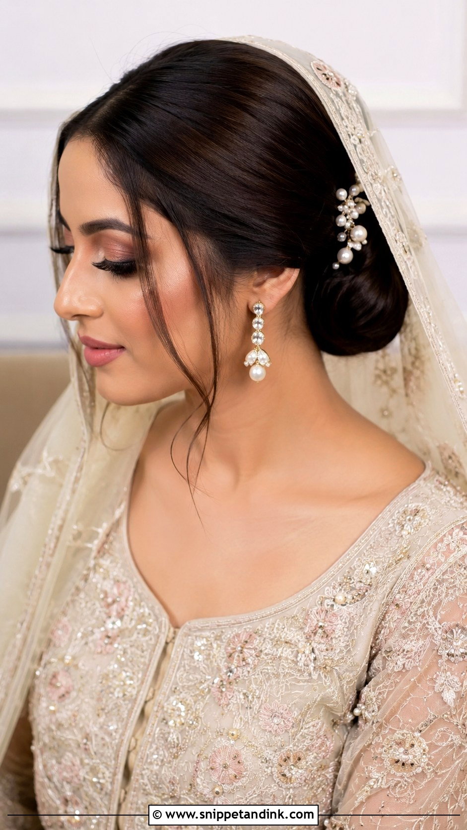 Nikkah Bridal Low Bun - Snippet and Ink - 15 Nikkah Bridal Hairstyles